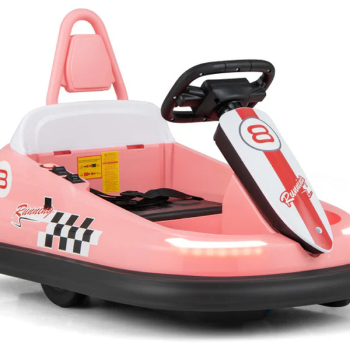 Auto-tamponneuse électrique 6V rotatif 360° pour enfants rose